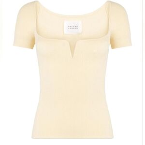 Galvan London Gaia Ribbed Knit Cream Top Soft Stretch Blend Size LG